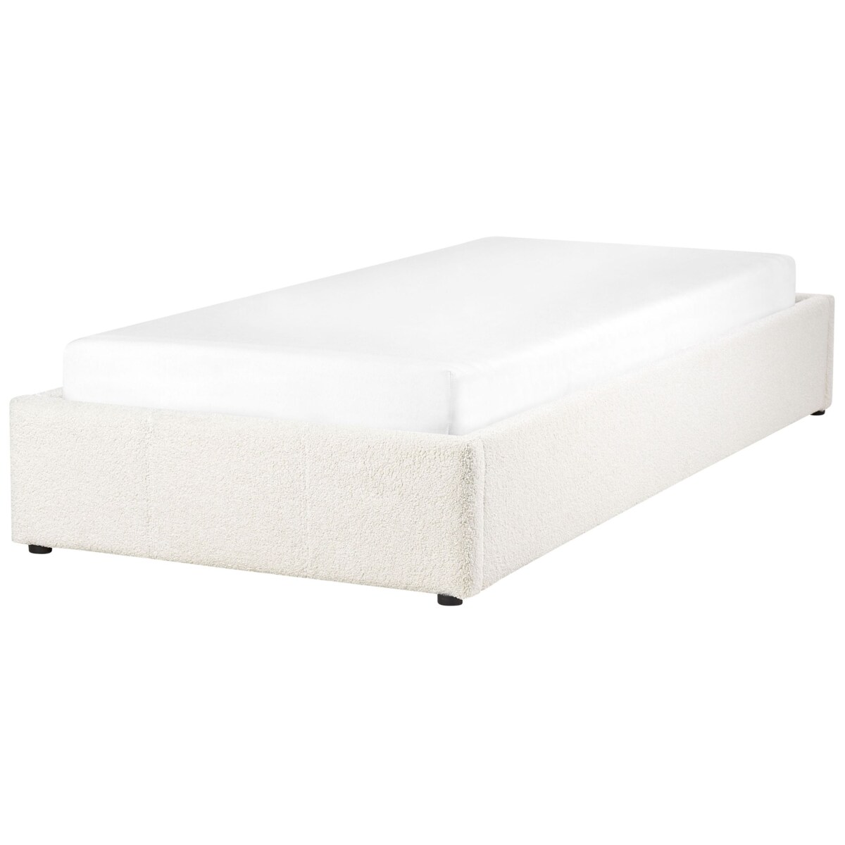 Łóżko z pojemnikiem boucle 90 x 200 cm złamana biel DINAN