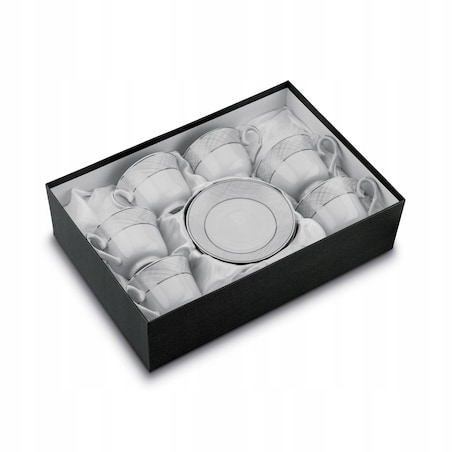 W PUDEŁKU Komplet filiżanek do kawy ze spodkami 250 ml NA PREZENT 6szt box
