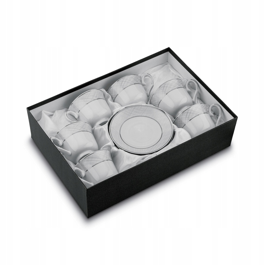 W PUDEŁKU Komplet filiżanek do kawy ze spodkami 250 ml NA PREZENT 6szt box