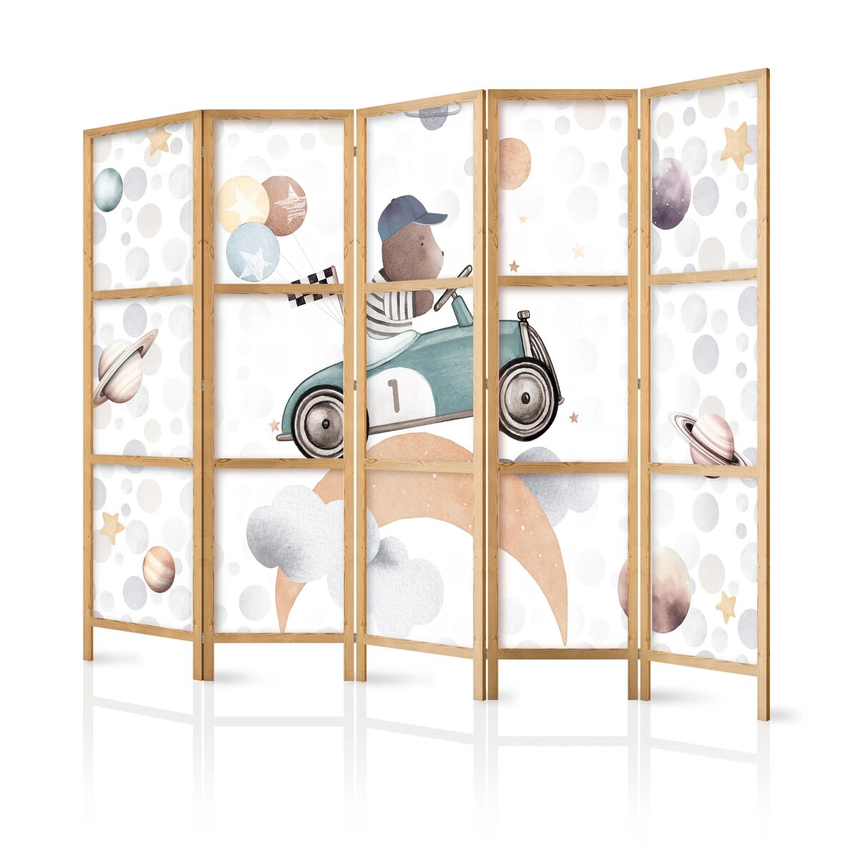 Parawan japoński Dla dzieci 225x172 cm 5-częściowy biały