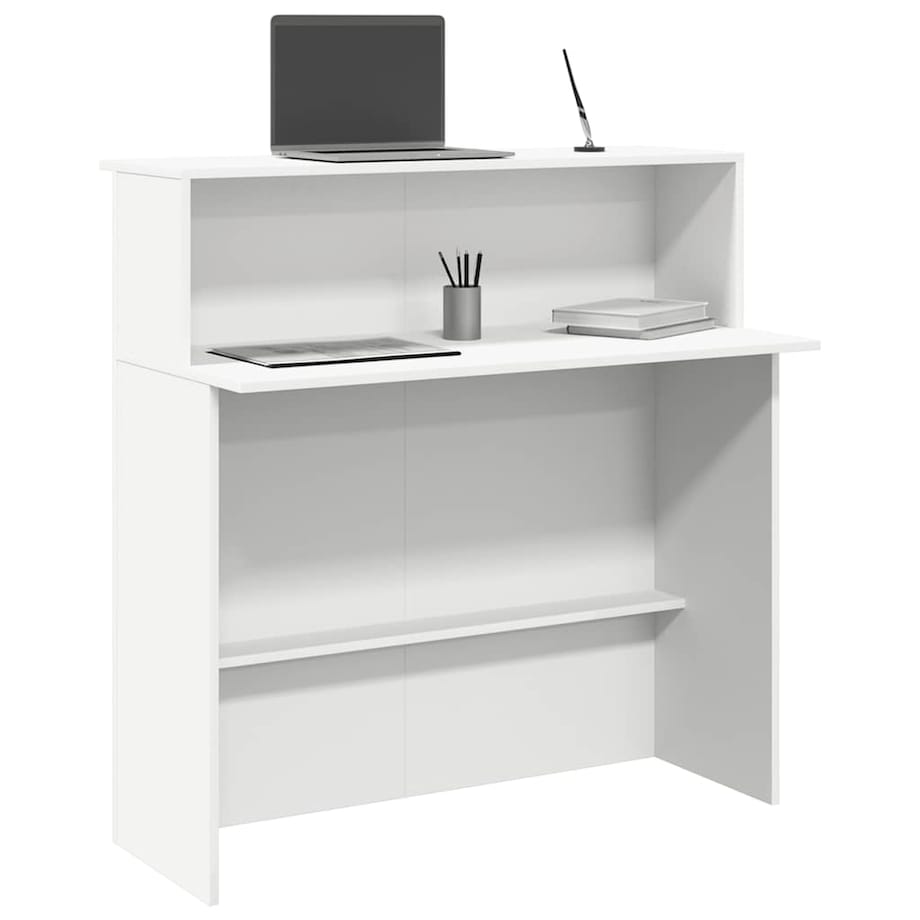 vidaXL Biurko recepcyjne białe 100x50x103,5 cm Drewno konstrukcyjne