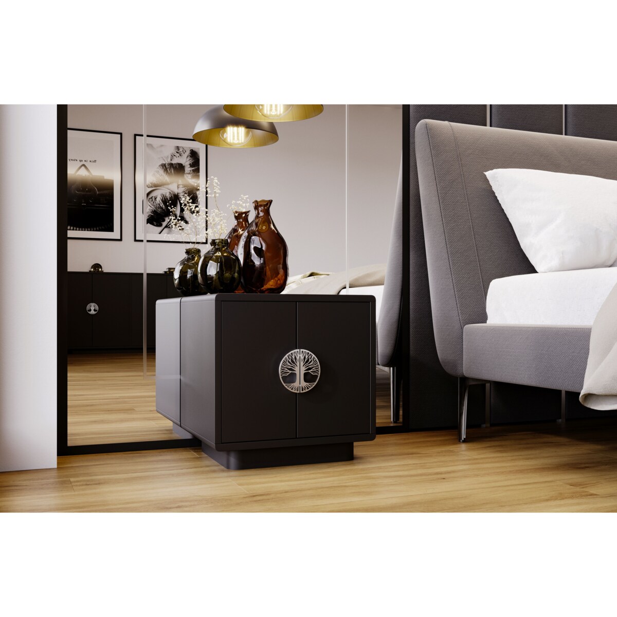 Czarna szafka nocna Dancan LOTTA
