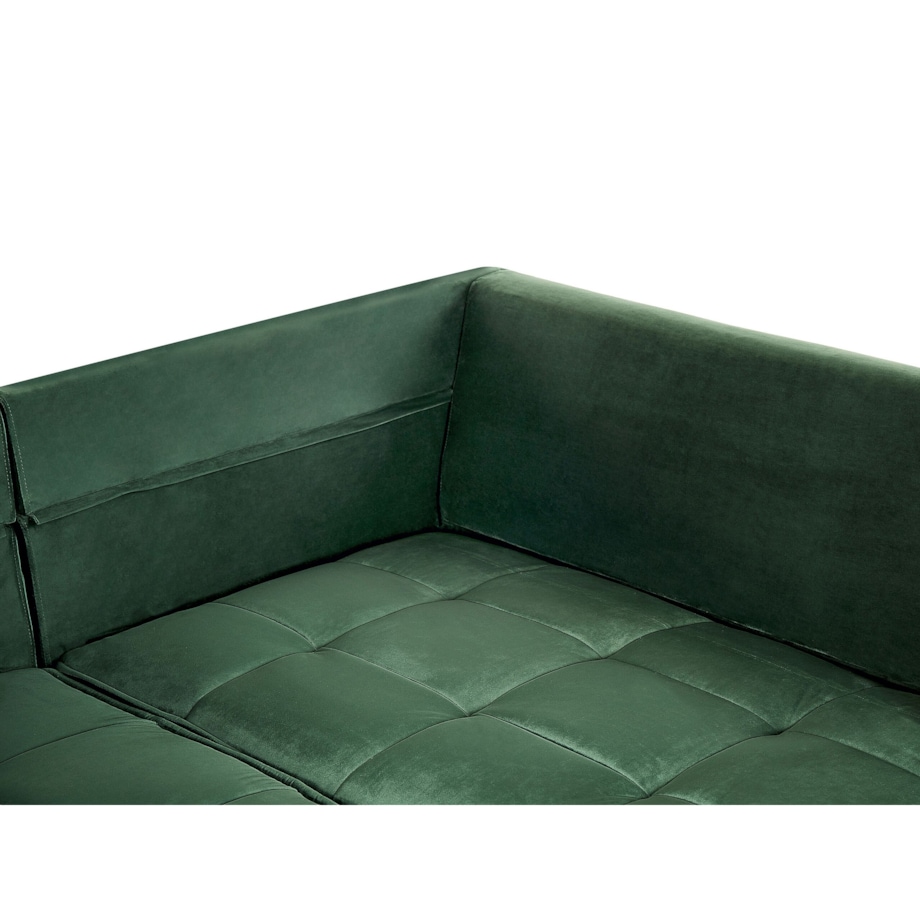 Narożnik welurowy lewostronny zielony GRENA