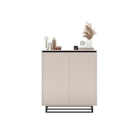 Komoda Glamour Szafka RTV Kaszmir MAT ryflowane fronty czarny stelaż 110,8 cm