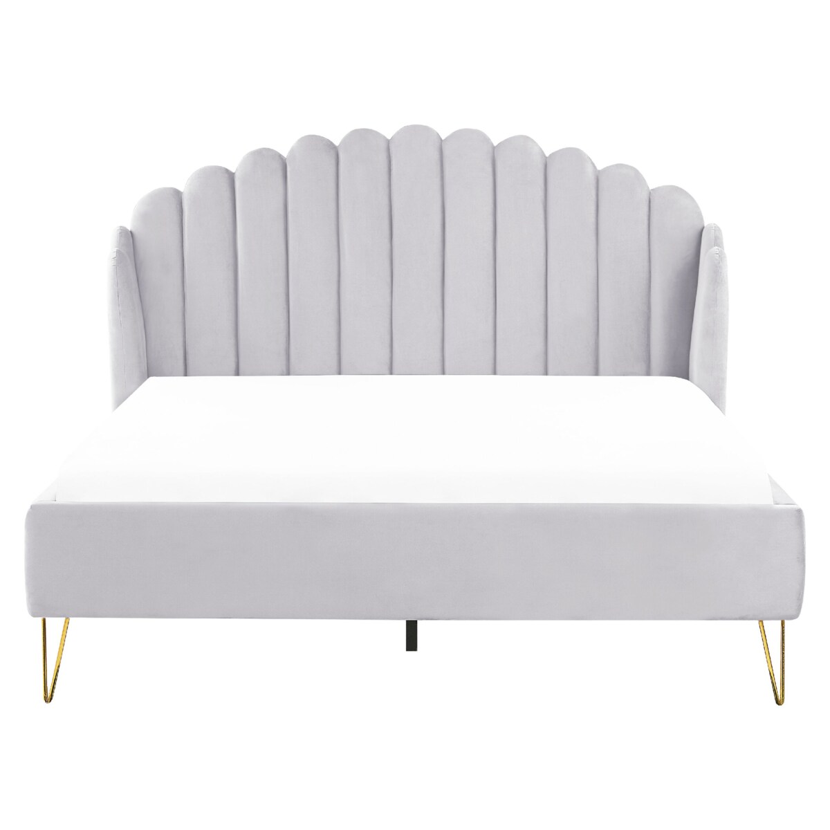 Łóżko welurowe 160 x 200 cm szare AMBILLOU