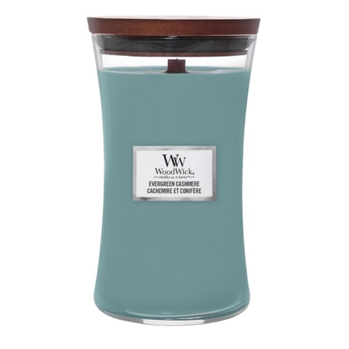 WoodWick świeca duża EVERGREEN CASHMERE