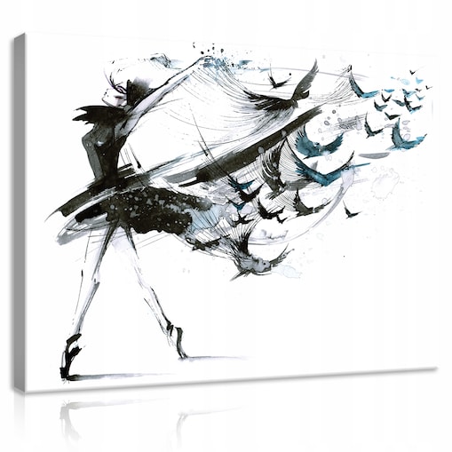 OBRAZ BALETNICA ABSTRAKCJA NOWOCZESNY DO SYPIALNI SALONU DUŻY 100x70