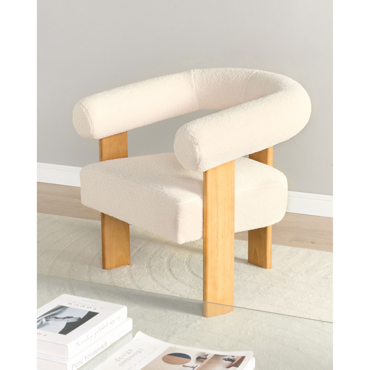 Fotel ILBRO Boucle Złamana biel