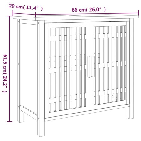 vidaXL Szafka pod umywalkę, 66x29x61,5 cm, drewno z orzecha włoskiego