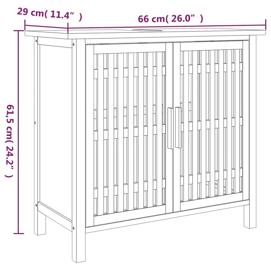 vidaXL Szafka pod umywalkę, 66x29x61,5 cm, drewno z orzecha włoskiego