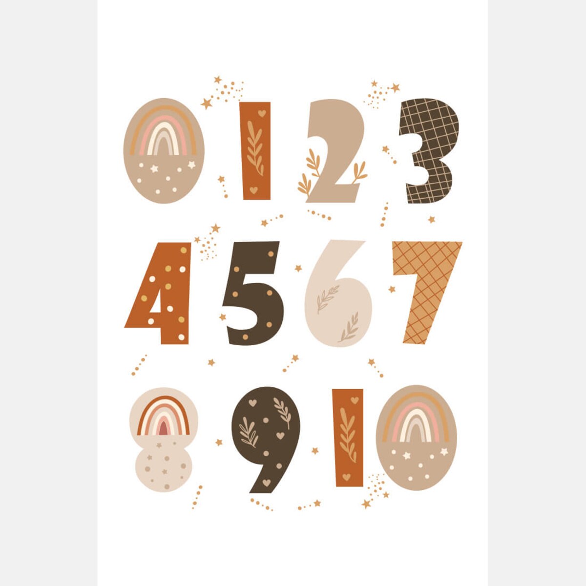 Plakat dla dzieci Liczby boho 2 20x30