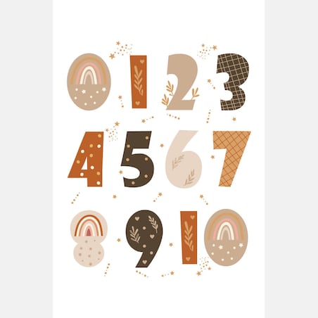 Plakat dla dzieci Liczby boho 2 20x30