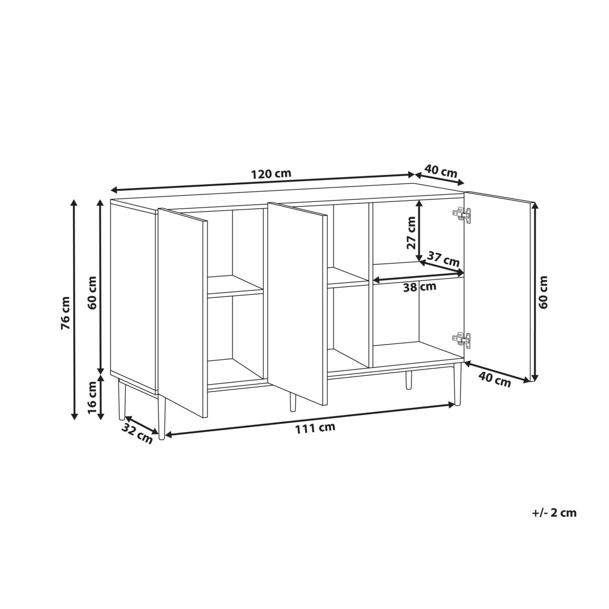 Szafka trzydrzwiowa czarny z brązowym BLYTHE