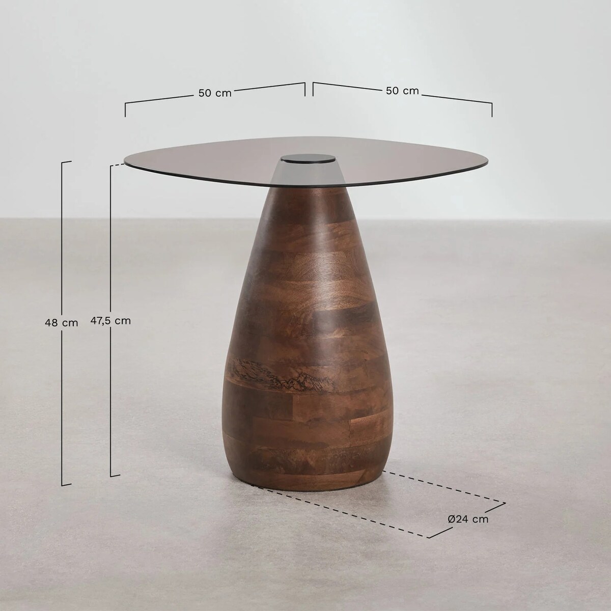 Komplet dwóch stolików z drewna mango i hartowanego szkła Mariana