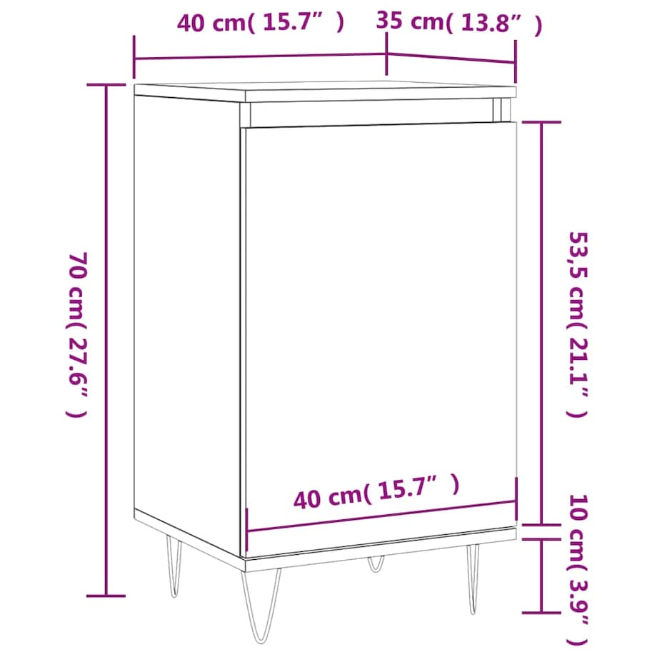 vidaXL Komoda, biała, 40x35x70 cm, materiał drewnopochodny