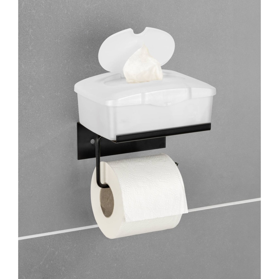 Metalowy uchwyt na papier z półeczką DESULO