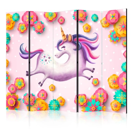 Parawan dwustronny Dla dzieci 225x172 cm 5-częściowy biały