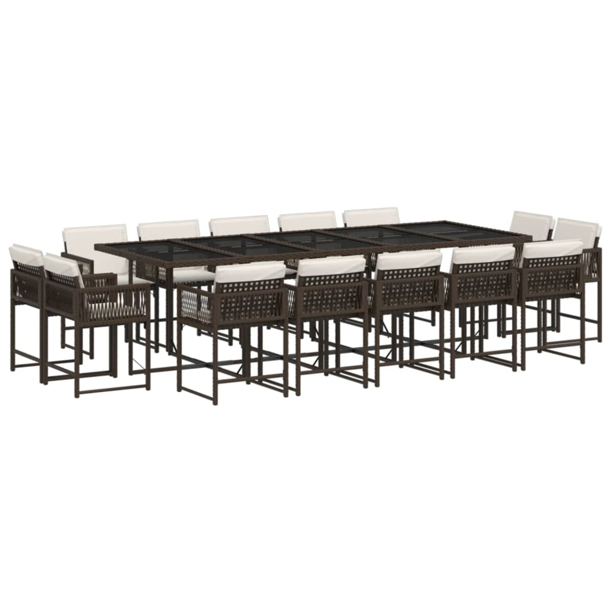 vidaXL 15-cz. zestaw mebli ogrodowych z poduszkami, brązowy, rattan PE