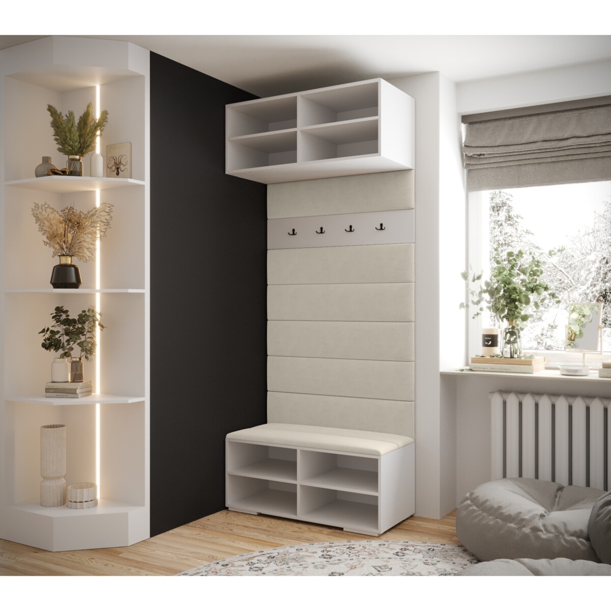 Garderoba do przedpokoju INOVA 4 biały+czarny+manila02