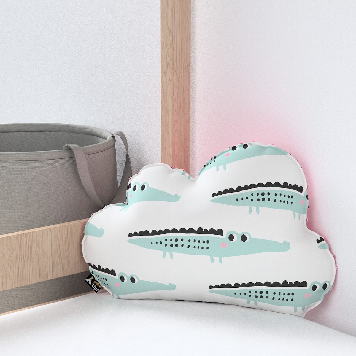 Poduszka Soft Cloud z minky, ecru-zielony, 55x15x35cm, Magic Collection