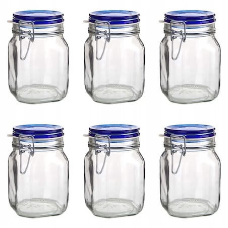 6x SŁOIK HERMETYCZNY z klipsem szklany 1 L BORMIOLI weki na grzyby kapusta