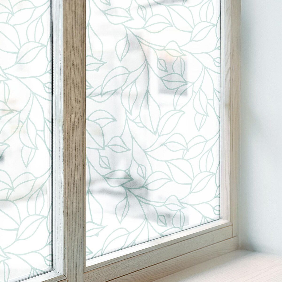 Okleina na szybę chroniąca prywatność - Motyw liści minimalistyczna elegancja - 100x146 cm