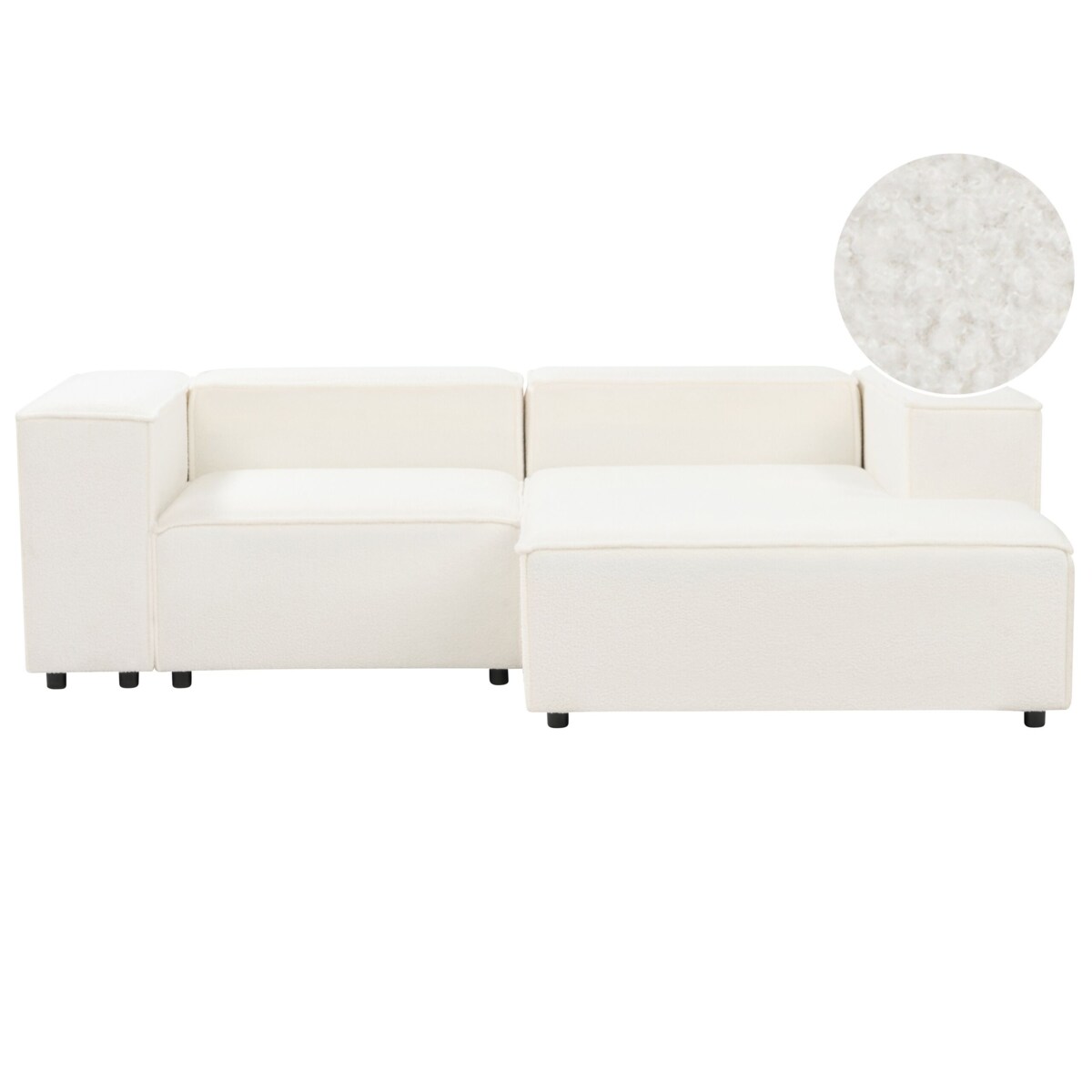 Narożnik modułowy ARDAL Boucle Biały dla 2 osób Lewostronny