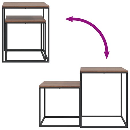 vidaXL Zestaw stolików kawowych 2 szt. materiał drewnopochodny i metal