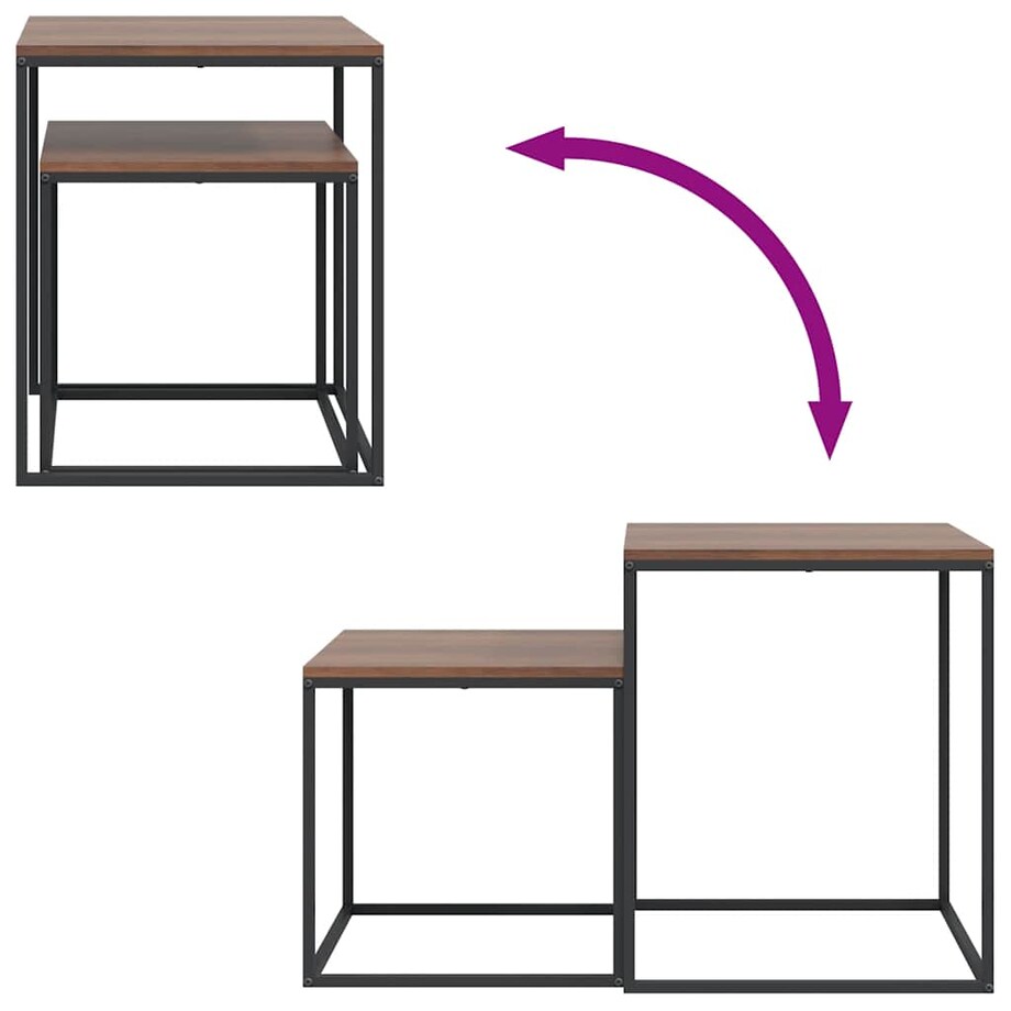 vidaXL Zestaw stolików kawowych 2 szt. materiał drewnopochodny i metal