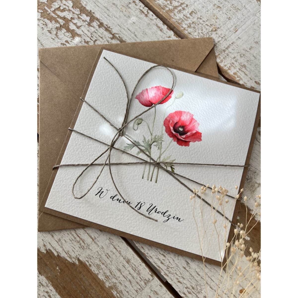 Wyjątkowa ręcznie robiona kartka na 18-ste urodziny, osiemnastka, pomysł na prezent na osiemnastkę - maki