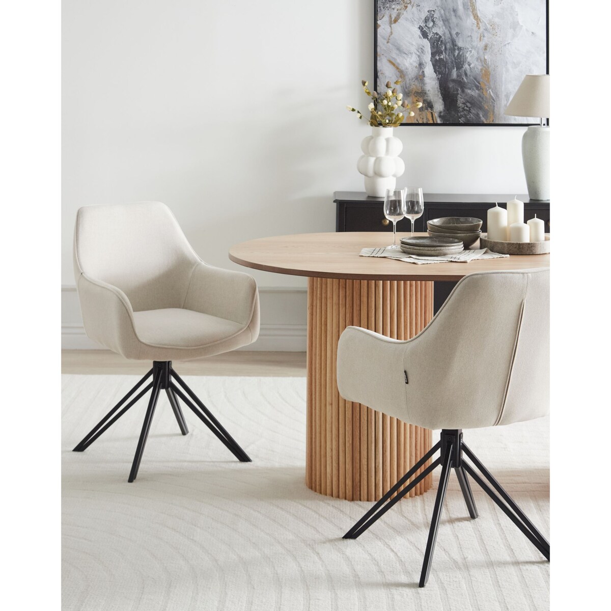 Zestaw 2 krzeseł do jadalni JODAR Tkanina Jasnobeżowy