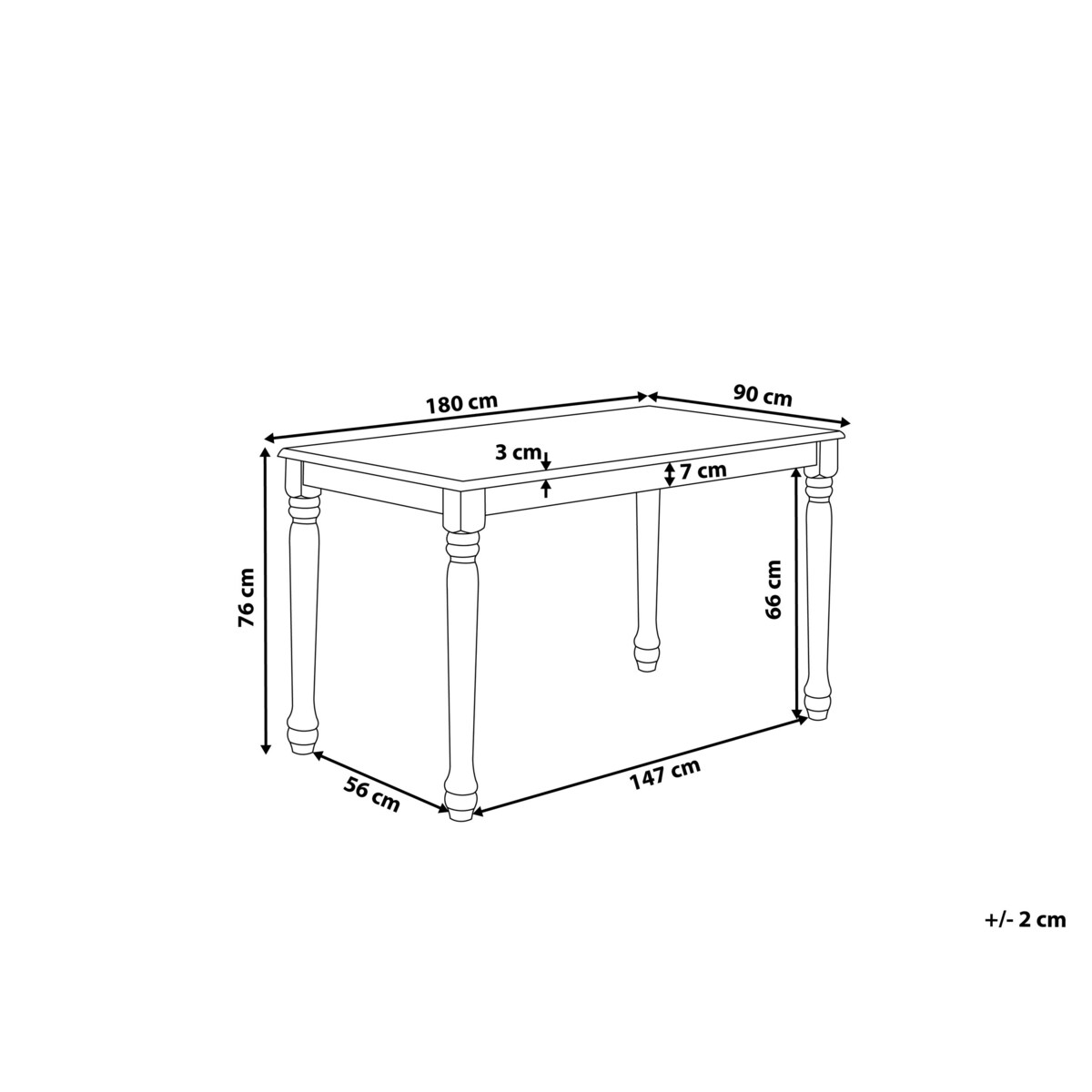 Stół do jadalni 180 x 90 cm biały CARY
