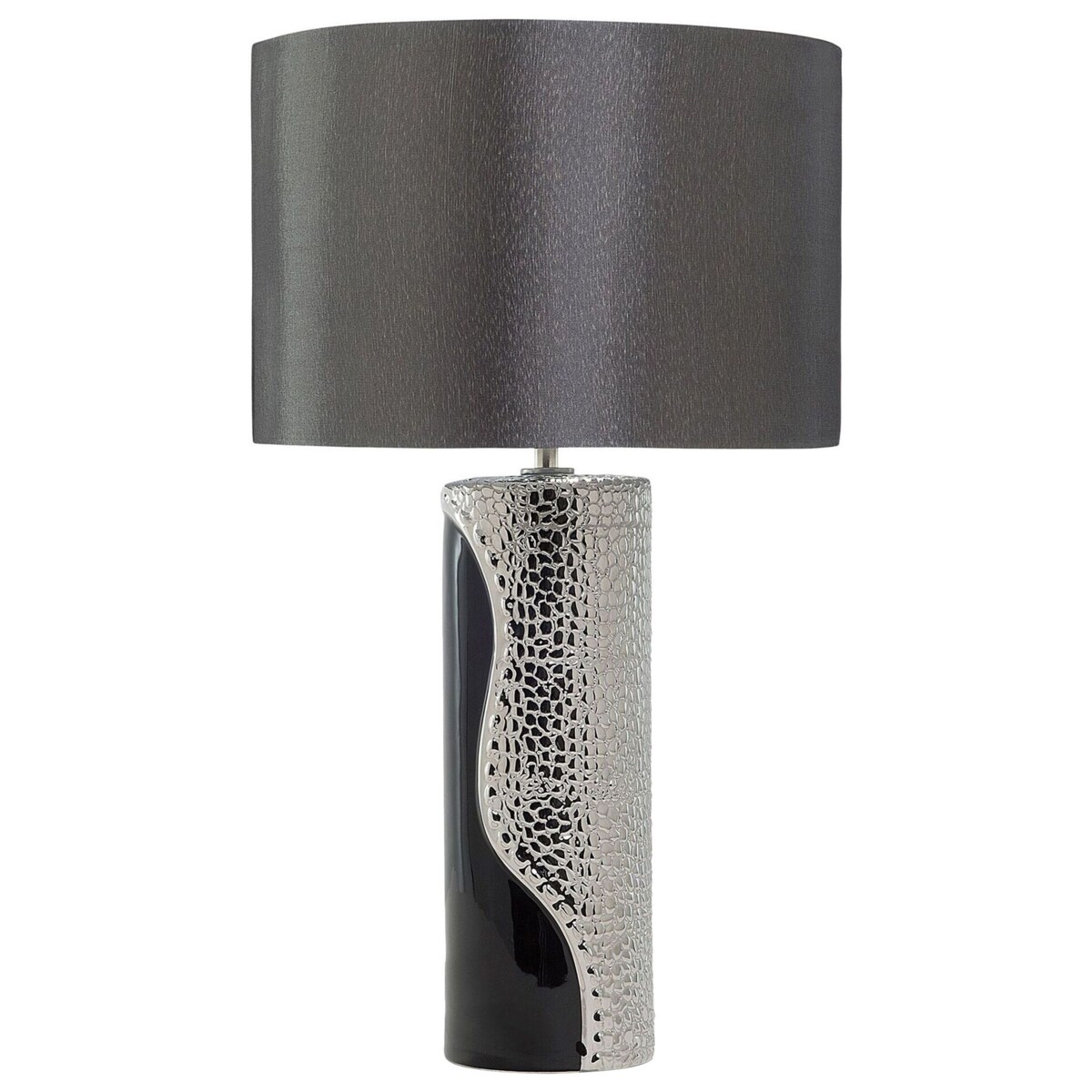 Lampka nocna porcelanowa czarno-srebrna AIKEN