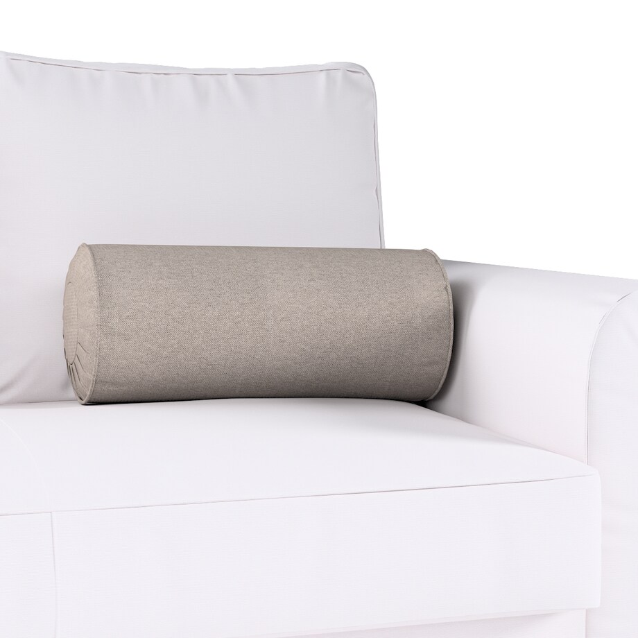 Poduszka wałek z zakładkami, beżowo-szary, Ø20 x 50 cm, Etna