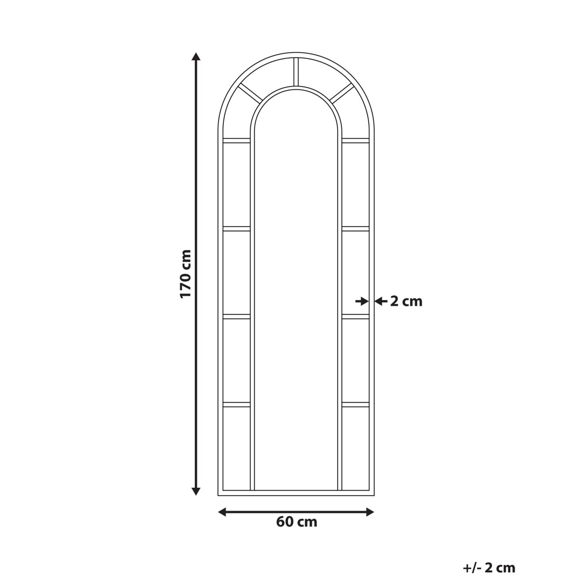 Lustro ścienne metalowe 60 x 170 cm czarne CROSSES
