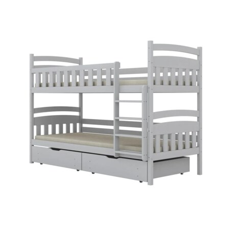 Łóżko piętrowe JULITA 160x80 białe drewniane z szufladami