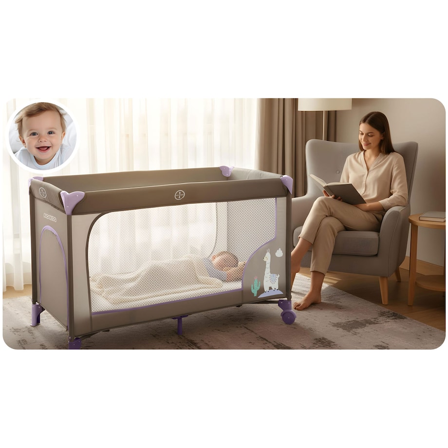 Łóżeczko turystyczne dla dziecka składane podróżne kojec Ricokids + materac + torba