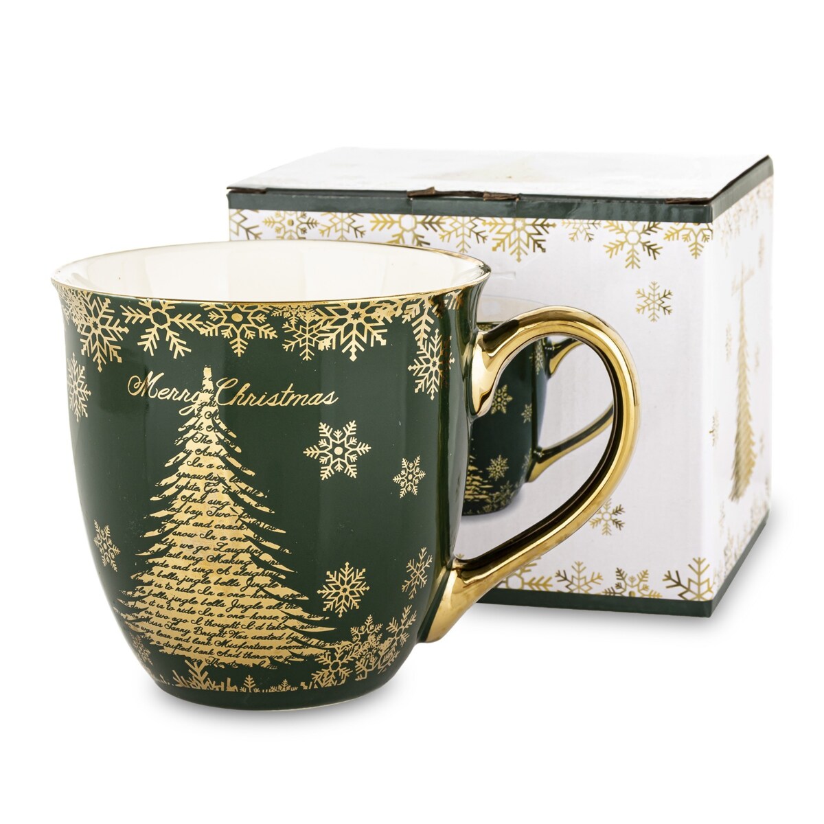 Kubek porcelanowy 11x15x11,5 cm CONIFERE 560 ml zielony