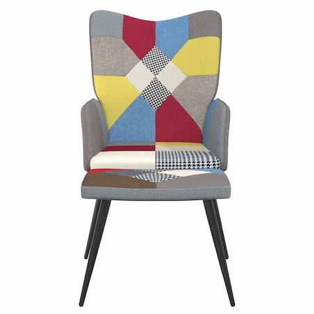 vidaXL Fotel z podnóżkiem, patchwork, obity tkaniną