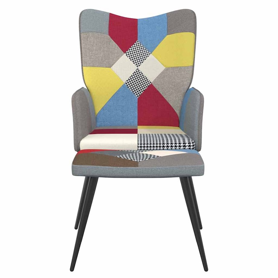 vidaXL Fotel z podnóżkiem, patchwork, obity tkaniną