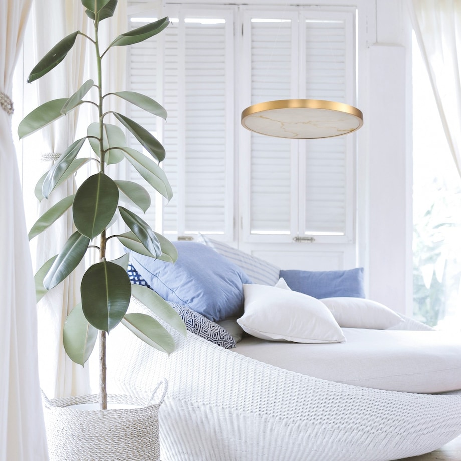 Lampa wisząca ALCHEMY LED złoty alabaster 60 cm