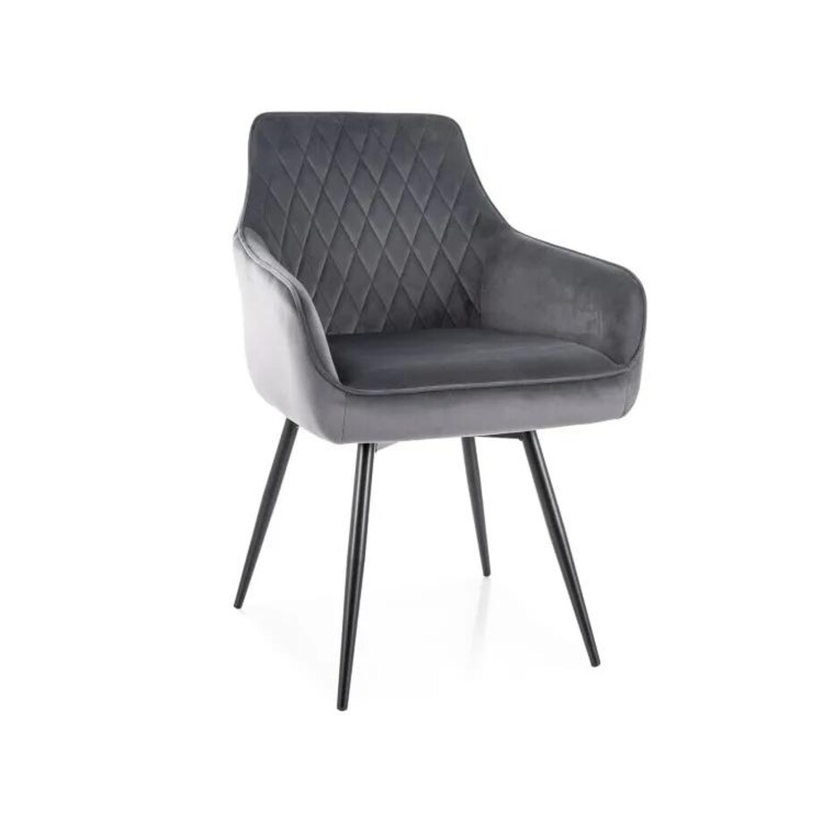 Krzesło tapicerowane MARLO VELVET szare obracane