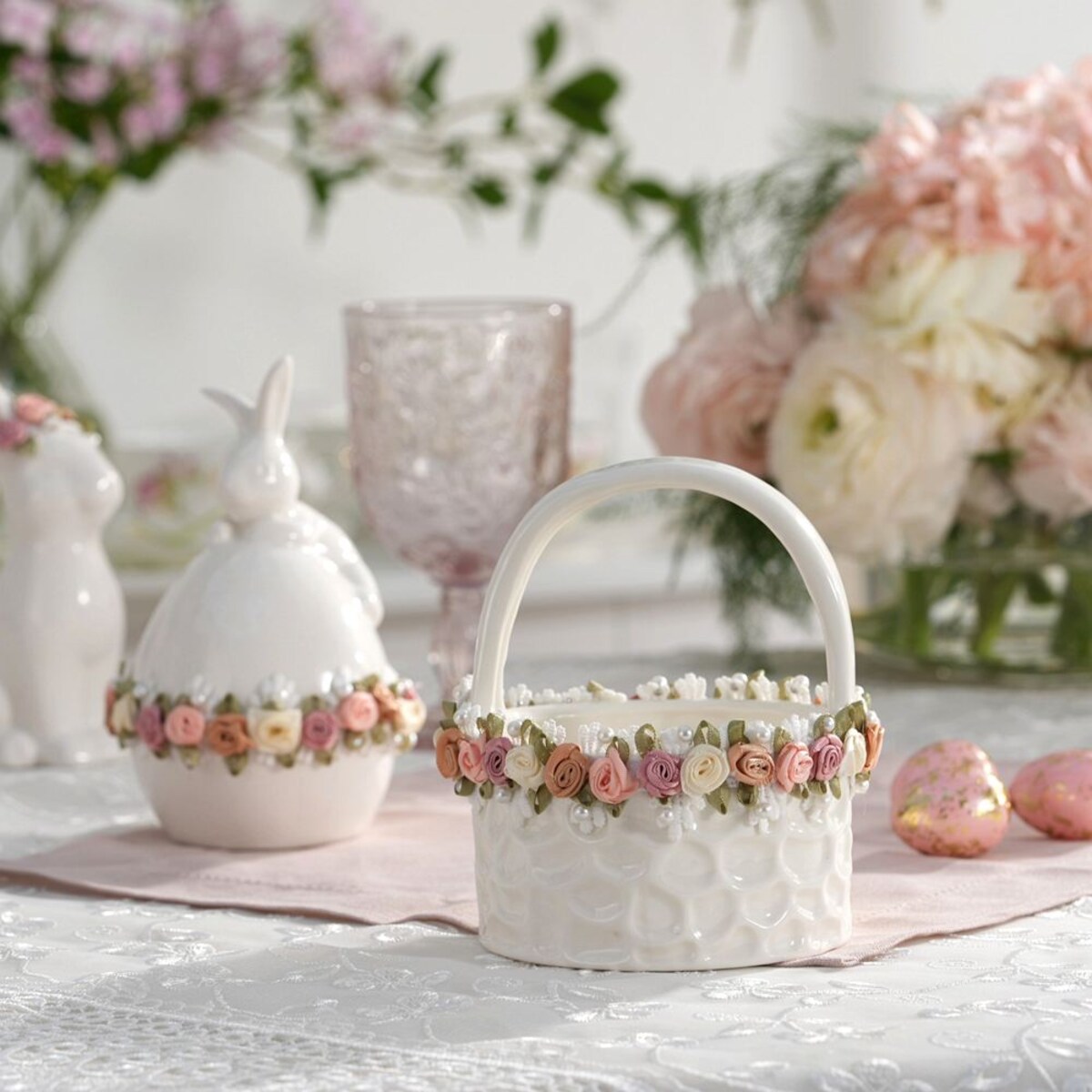 VILLA ITALIA Koszyczek wielkanocny porcelanowy 15 cm PRIMAVERA