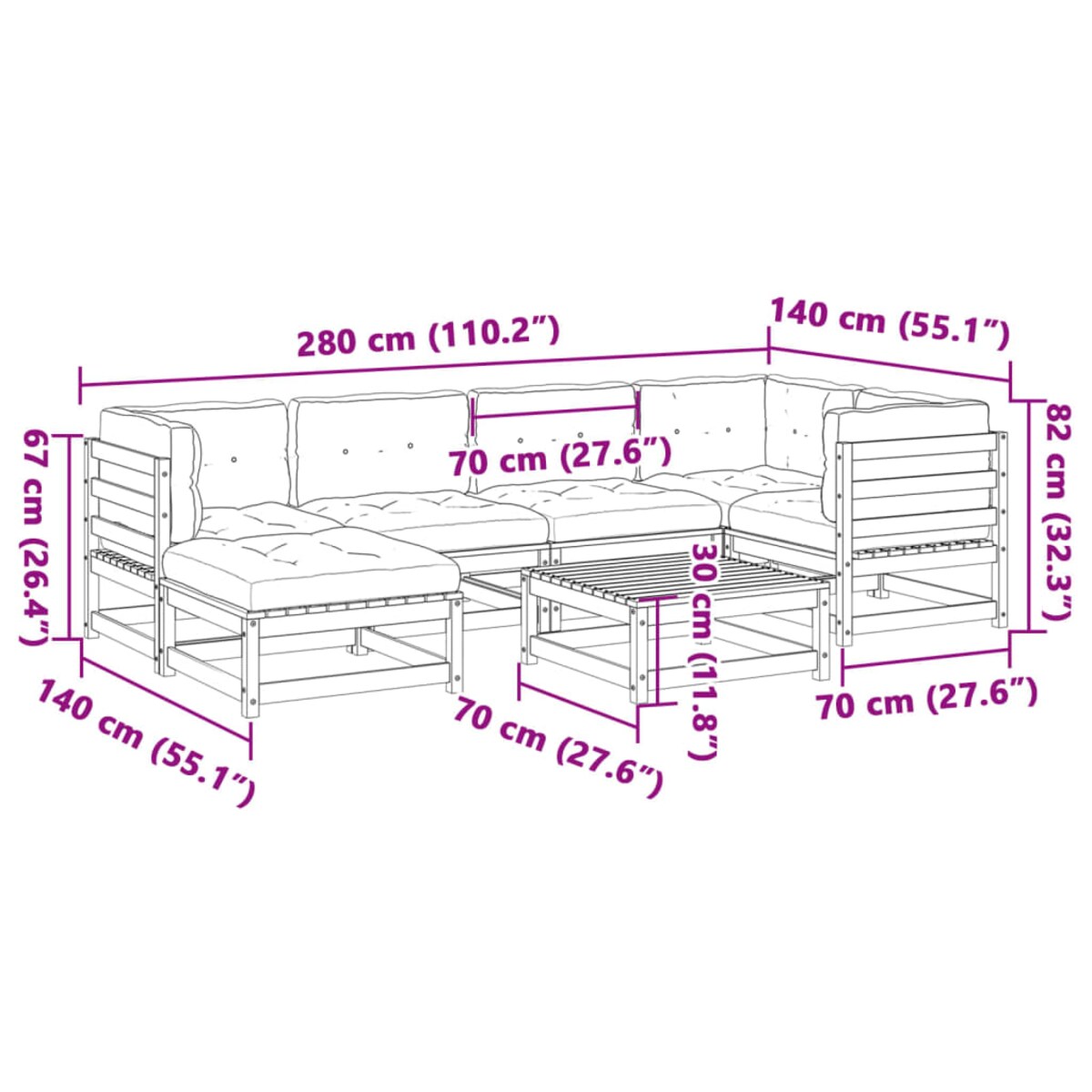 vidaXL 7-cz zestaw wypoczynkowy do ogrodu, z poduszkami, woskowy brąz