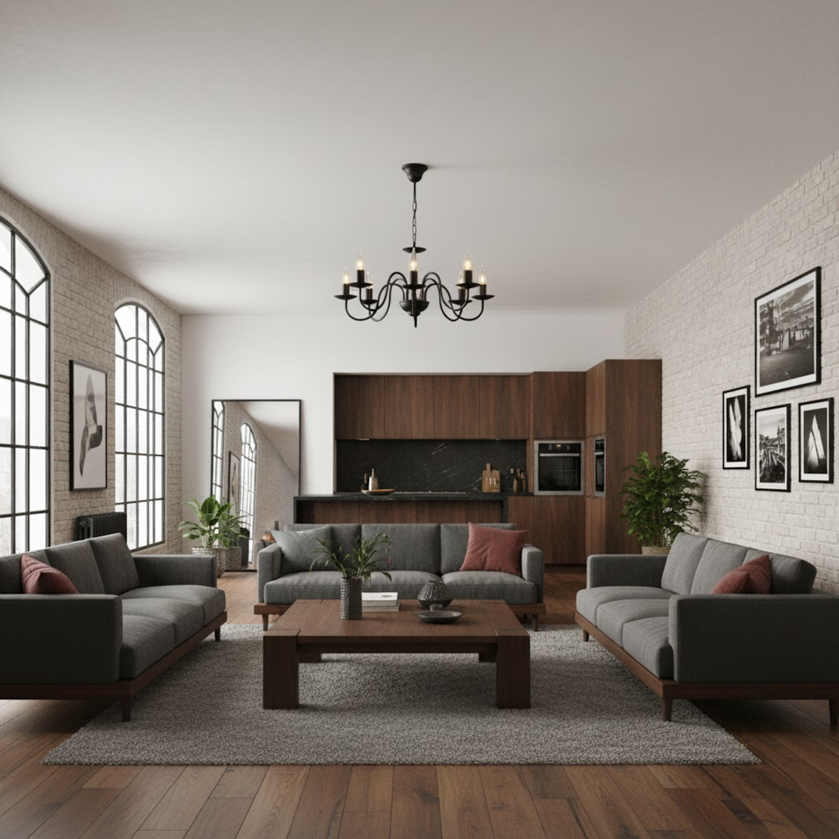 lampa wisząca świecznikowa czarna 8 punktowa edylit loft