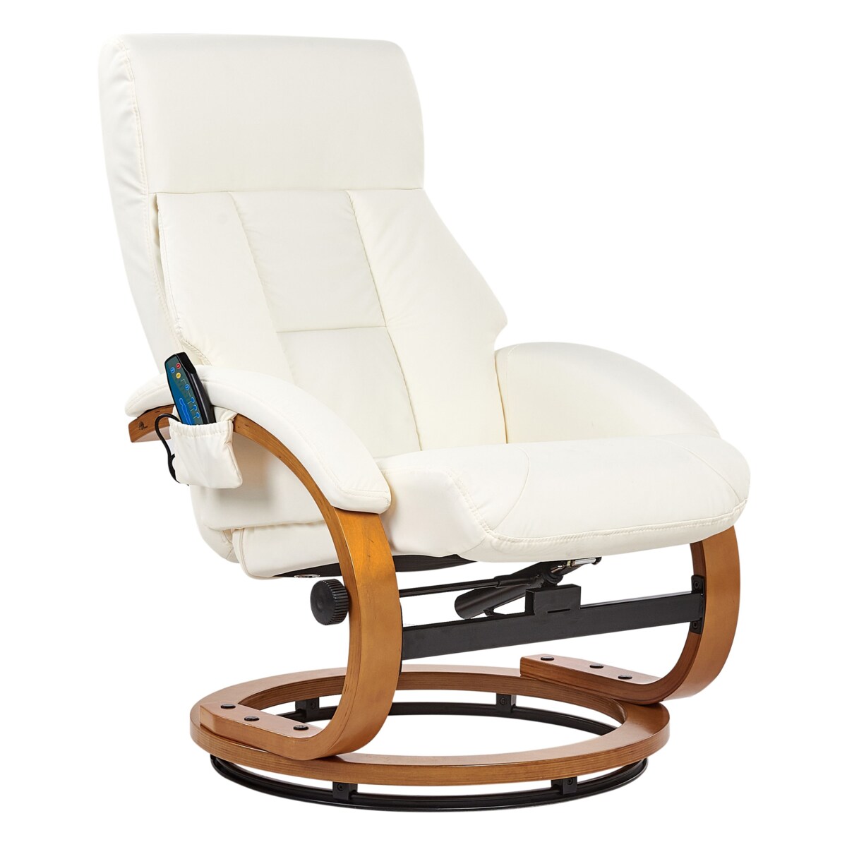 Fotel z masażem FORCE Z podnóżkiem Ekoskóra Biały