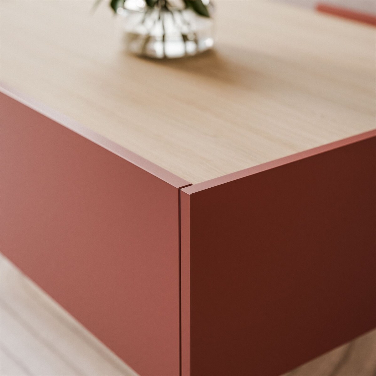 Ława ESSENCE L97 z szufladą ceramic red dąb linea