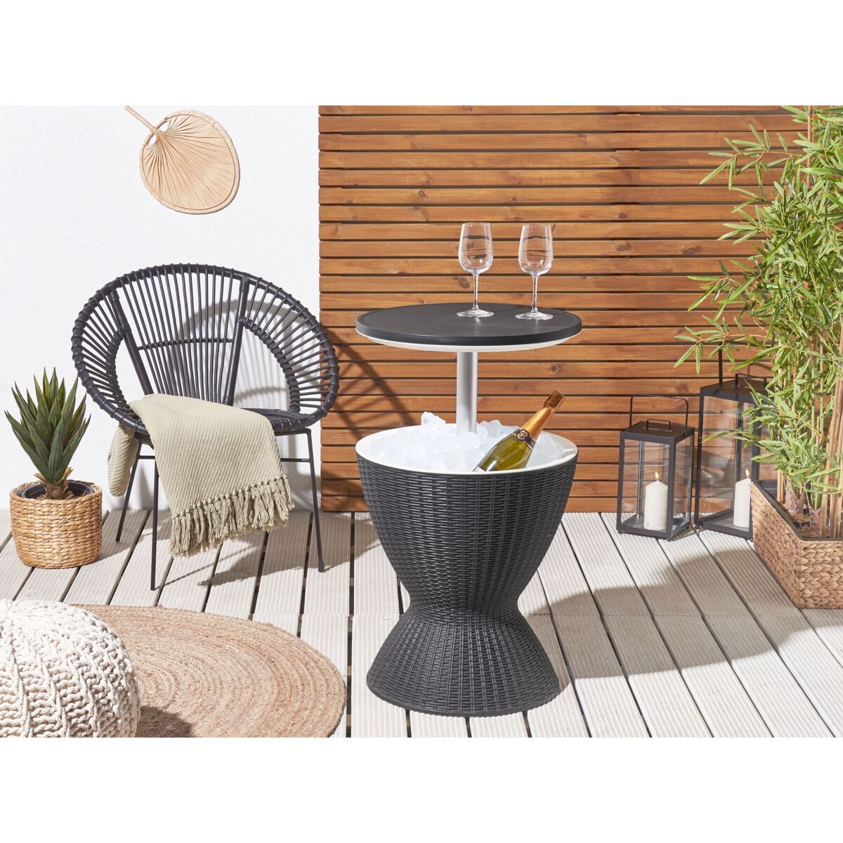 Okrągły stolik/ barek ogrodowy z funkcją chłodzenia 48 cm czarny AISA