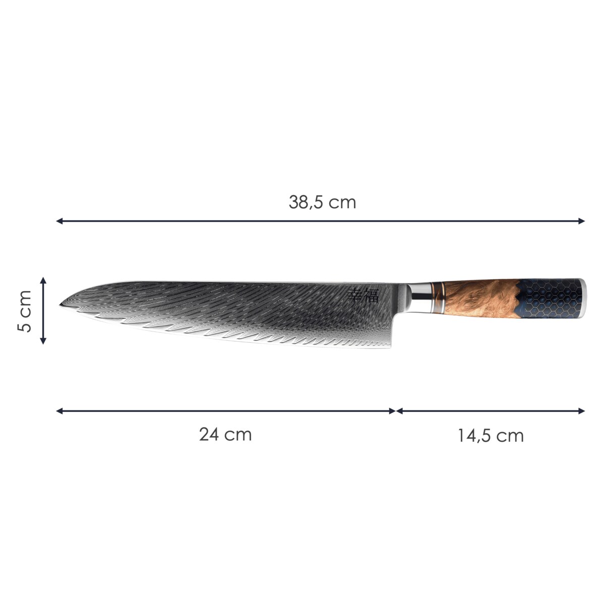 Japoński nóż szefa kuchni Koufuku w pudełku prezentowym Stal damasceńska AUS-10 Profesjonalny nóż