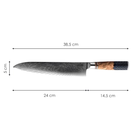 Japoński nóż szefa kuchni Koufuku w pudełku prezentowym Stal damasceńska AUS-10 Profesjonalny nóż